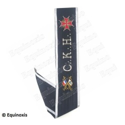 Cordon maçonnique moiré – REAA – 30ème degré – C. K. H. + croix templière + drapeaux - Brodé machine
