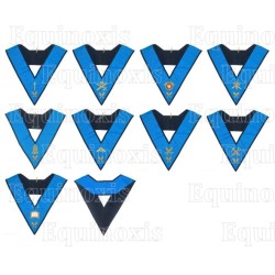 Collari massonici – 4° grado – Set Collège des 9 Officiers – RSAA – Retro nero con teschio e lacrime – Ricamo a mano – V