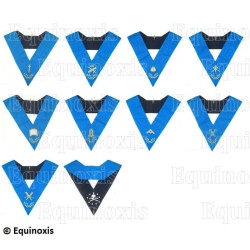 Collari massonici – Rito Francese Groussier – Set Collège des 9 Officiers – Ricamo a macchina – Vente grossiste