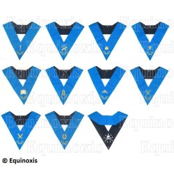 Collari massonici – Set Collège des 10 Officiers – Rito Francese Groussier – Ricamo a macchina – Vente grossiste