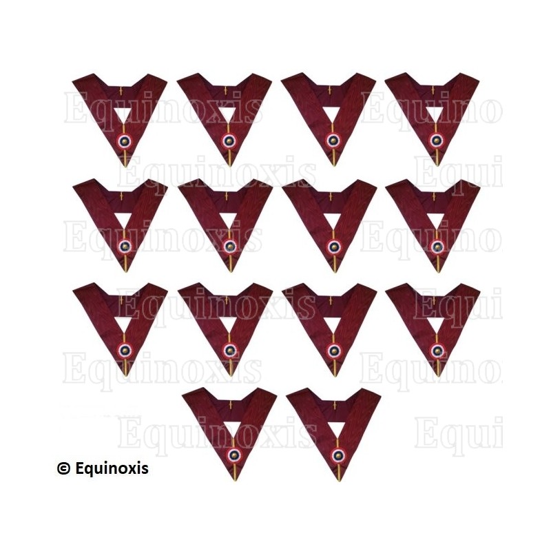 Collari massonici – Arco Reale – Set di 14 Ufficiali – Coccarde francesi