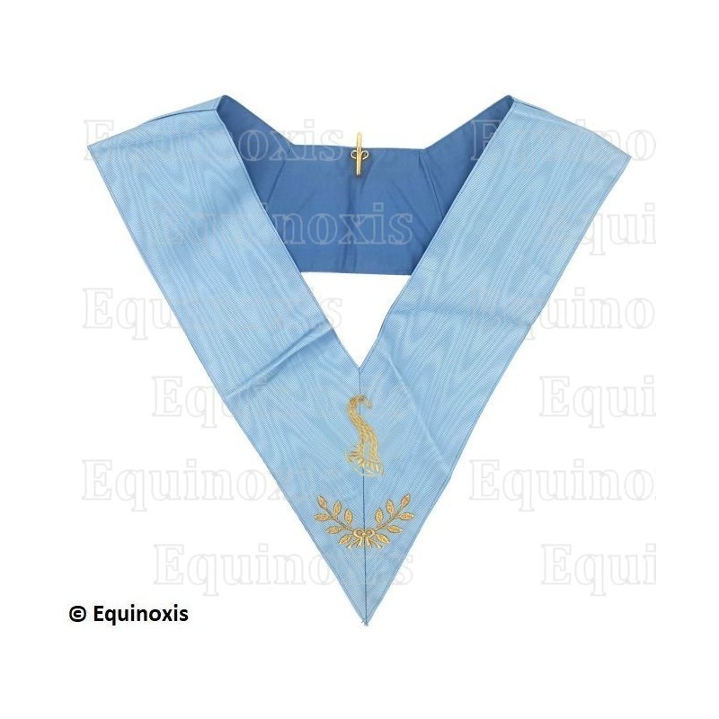 Collare massonico – Rito Francese Tradizionale – Maître des Banquets – Retro blu – Ricamo a macchina