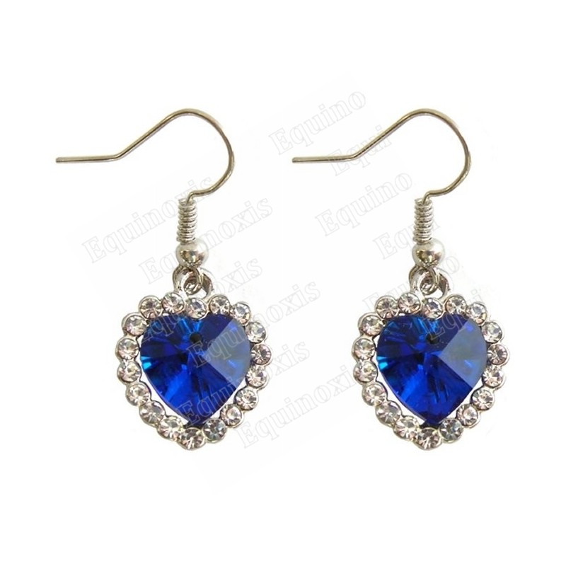 Boucles d'oreilles en cristal – Cuore diamanté – Bleu – Finition argent