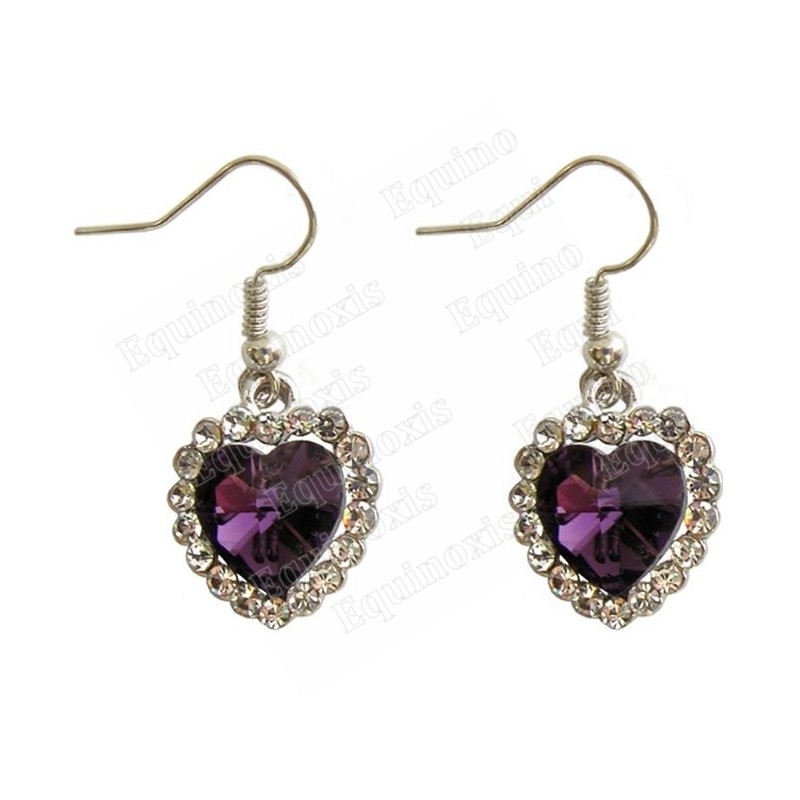 Boucles d'oreilles en cristal – Cuore diamanté – Violet – Finition argent