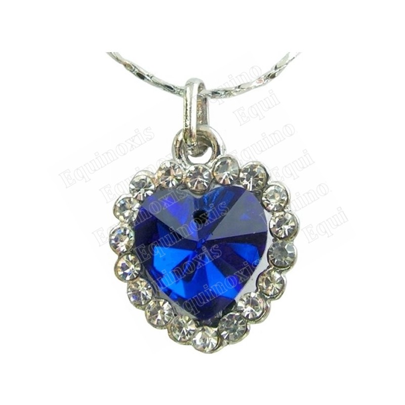 Pendentif en cristal – Cuore diamanté – Bleu – Finition argent
