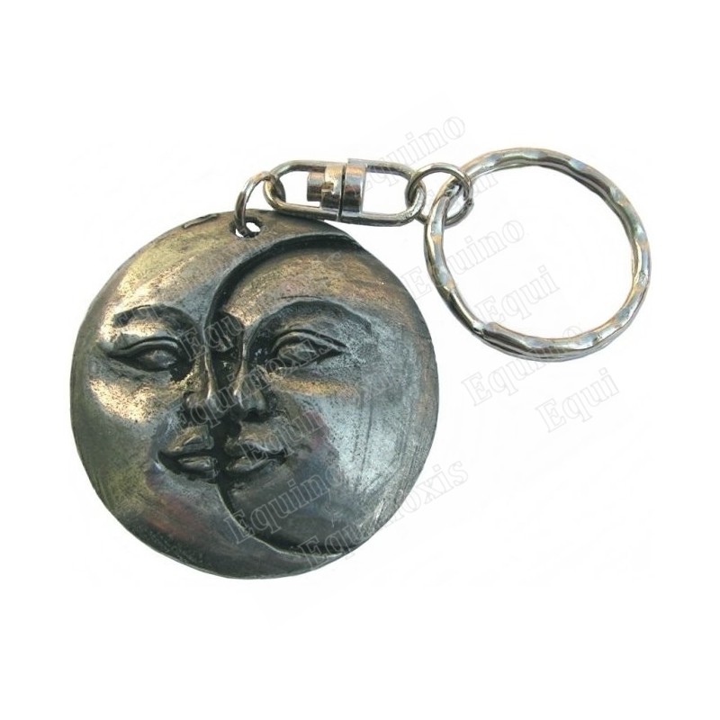 Portachiavi massonico – Luna e sole – Metallo argentato