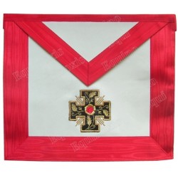 Grembiule massonico in finta pelle – RSAA – 18° grado – Cavaliere Rosa-Croce – Croce potenziata