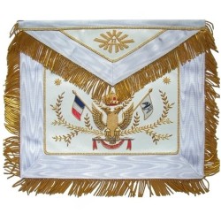 Grembiule massonico in pelle – RSAA – 33° grado avec franges – Bandiera francese
