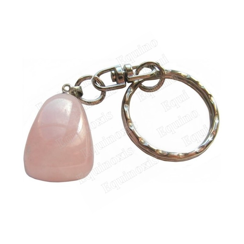 Portachiavi con gemma levigata – Quarzo rosa