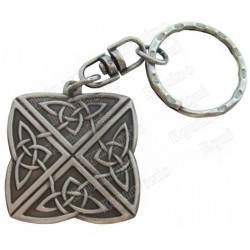 Portachiavi celtico – Nodo delle 4 direzioni – Quadrato – Metallo argentato