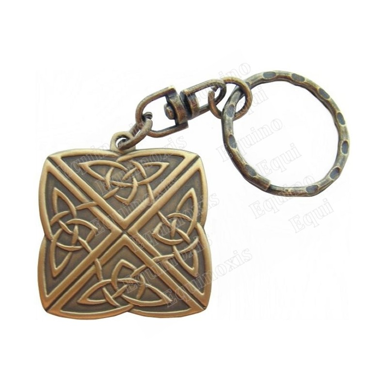 Portachiavi celtico – Nodo delle 4 direzioni – Quadrato – Bronzo satinato