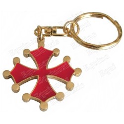Portachiavi occitano – Croce occitana due facce smaltata rossa 