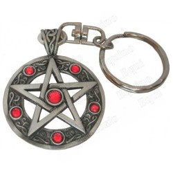 Portachiavi simbolico – Pentagramma con gemme rosse