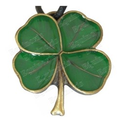 Ciondolo celtico – Quadrifoglio smaltato verde – Bronzo satinato