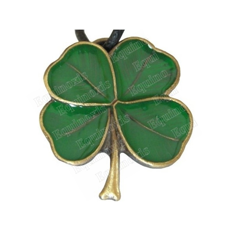 Ciondolo celtico – Quadrifoglio smaltato verde – Bronzo satinato