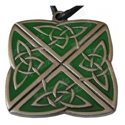 Ciondolo celtico – Nodo delle 4 direzioni quadrato – Smaltato verde