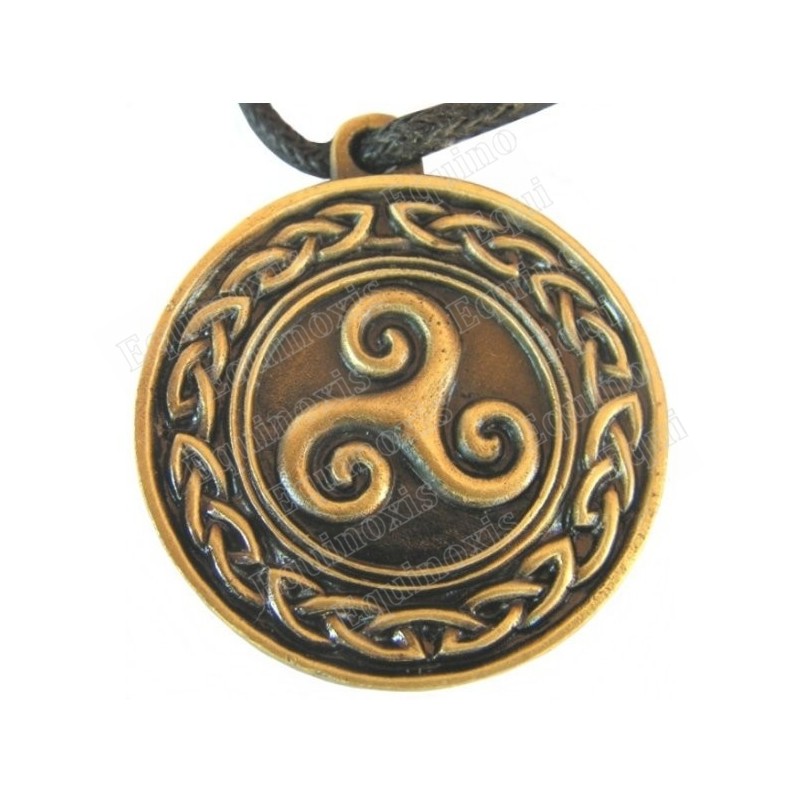 Ciondolo celtico – Triskell con nodo celtico – Bronzo satinato