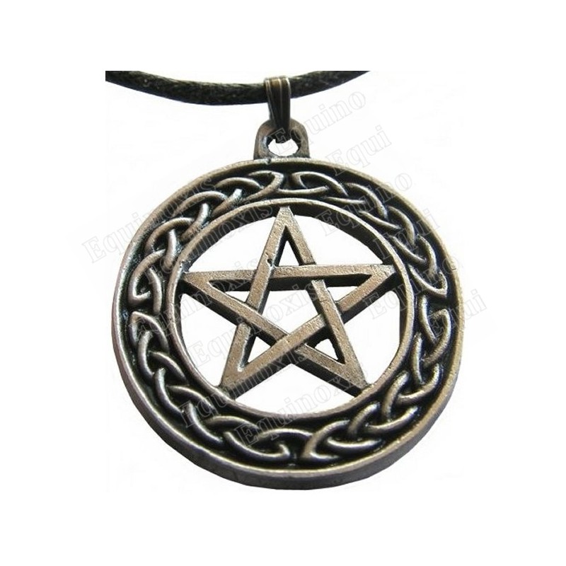 Ciondolo celtico – Pentagramma con nodo celtico – Metallo argentato