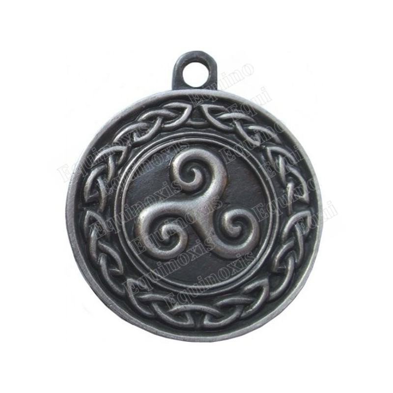 Ciondolo celtico – Triskell con nodo celtico – Peltro satinato