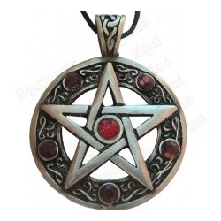 Ciondolo simbolico – Pentagramme con pietre rosse