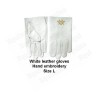 Gants maçonniques cuir blanc – Equerre et Compas dorés – Taille L – Brodés main